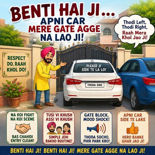 Benti Hai ji Car Gate Agge Na Lao Ji