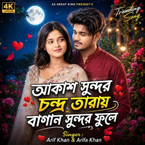 আকাশ সুন্দর চন্দ্র তারায় বাগান সুন্দর ফুলে