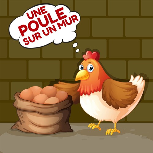 Une poule sur un mur