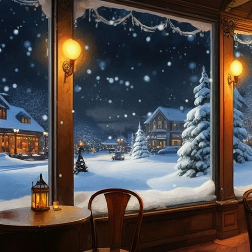 雪景色と温かなカフェの灯 cover art