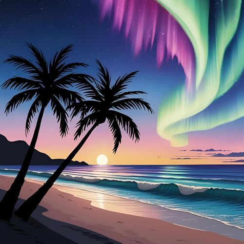 Auroras on the beach