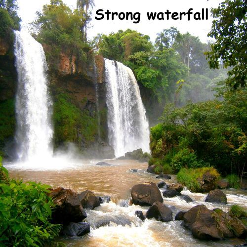 Strong Waterfall in Tropical Forest