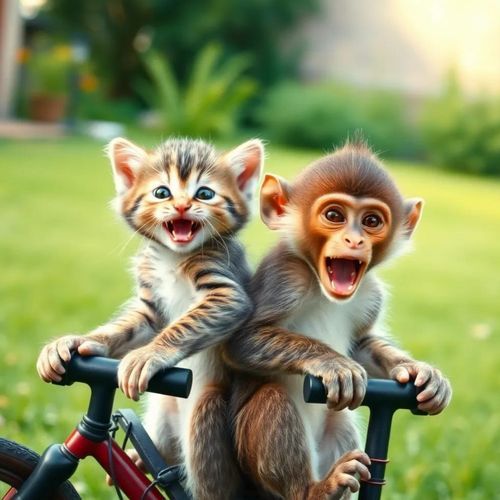 Monkey on a Kitty Ride