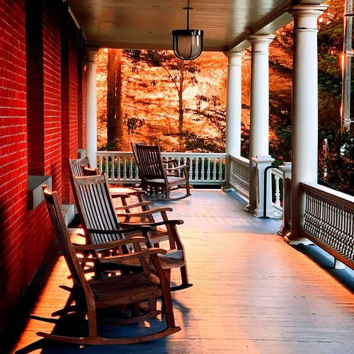 Rocking Chair Creack on a House Patio in a Forest