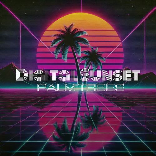 Digital Sunset Palm Trees