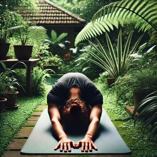 Yoga in Garden: Breathing Exercise for Well Being, Health, Relief Stress & Pain