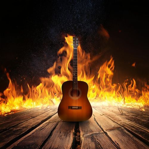 Flame Meditation Vibes: Relaxing Guitar Under Firelight