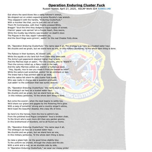 Operation Enduring Cluster Fuck (Rap Version)