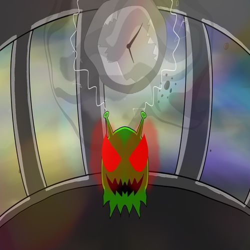 Alien Boss Fight that Bends Time (maybe Time-Bending!?) in a UFO in the Vast Galaxy (With a Clock in the UFO btw)
