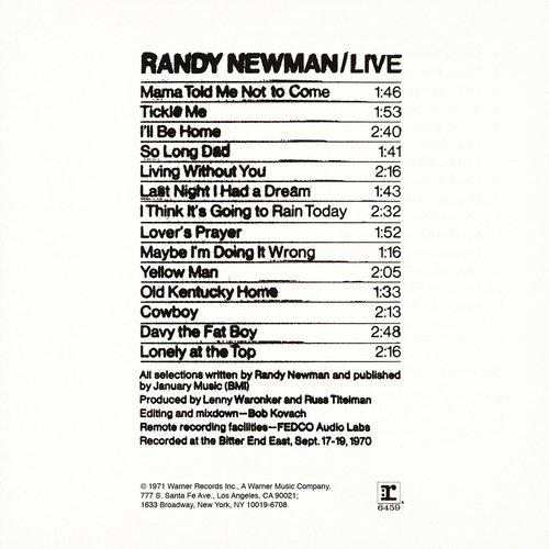 Randy Newman / Live