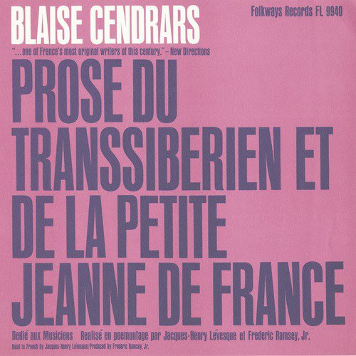 Prose du Transsiberien et de la Petite Jeanne de France: Dedie aux Musiciens par/by Blaise Cendrars_poster_image