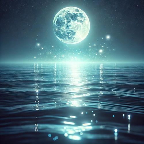 Ocean at Night by Moonlight