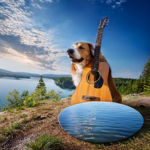 Dogs' Waterfront Relaxation: Gentle Guitar Sounds