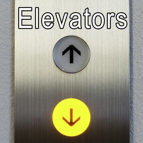 Small Freight Elevator: Open Door,Person Enters, Close Doors & Run Elevator