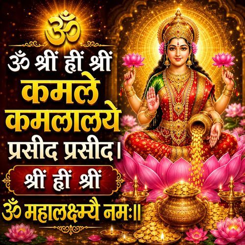 ॐ श्रीं ह्रीं श्रीं कमले कमलालये प्रसीद प्रसीद। श्रीं ह्रीं श्रीं ॐ महालक्ष्म्यै नमः॥