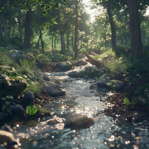 Gentle Stream Relaxation: Calm Water Ambiance_poster_image