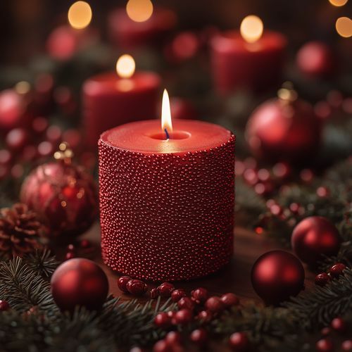 Sweet Red Candle on Christmas