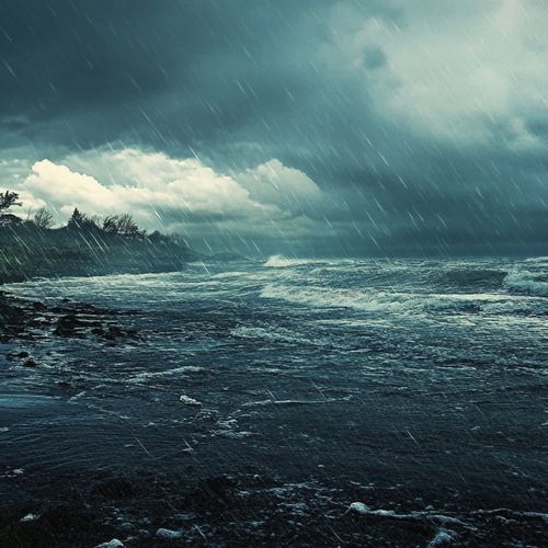 Pacific Ocean Waves (Rain)