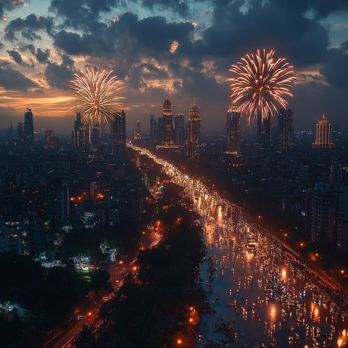 Fireworks on Marine Drive Mumbai